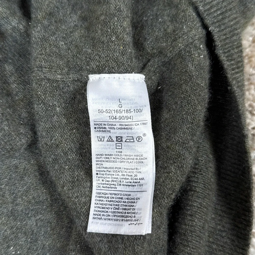 Banana Republic Hoodie Mens Large Gray Green 100 Cashmere Pocket Luxury Knit